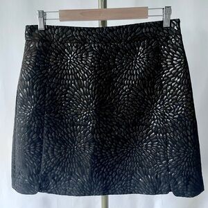 LOFT Black Floral Textured Mini Skirt